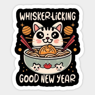 Whisker-Licking Good New Year Sticker